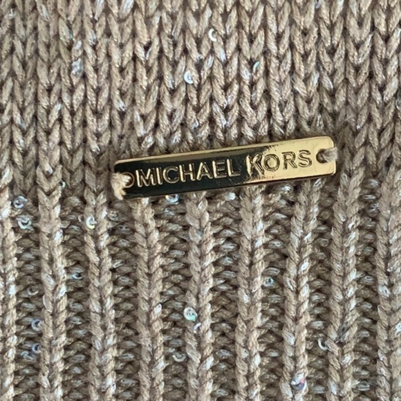 Michael Michael Kors gold sequin sweater.  Off the shoulder cowl - Picture 10 of 10